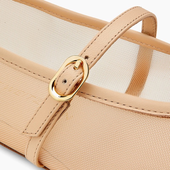 NWT Stuart Weitzman Bare It All Mesh & Leather Flats In Beige Size 10.5 - Picture 6 of 6